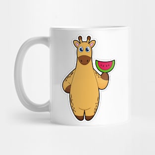 Giraffe at Eating with Watermelon Mug